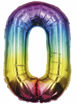 Picture of FOIL BALLOON NUMBER 0 MULTI COLOUR 25 INCH